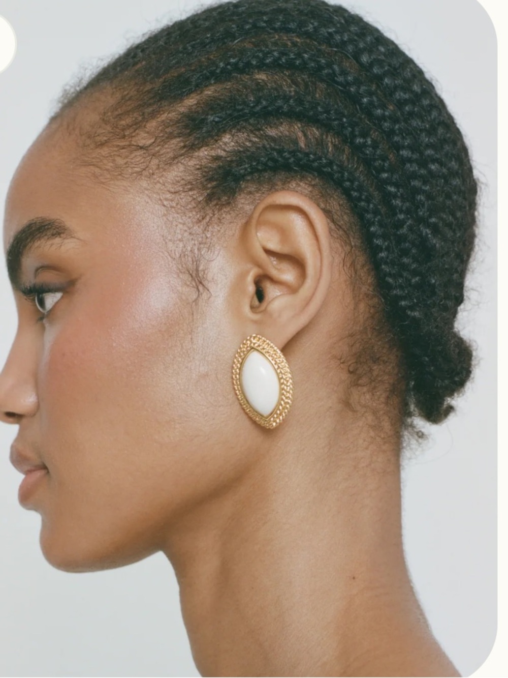 Heaven Mayhem Gold-Tone Oval Earrings with Cream Center